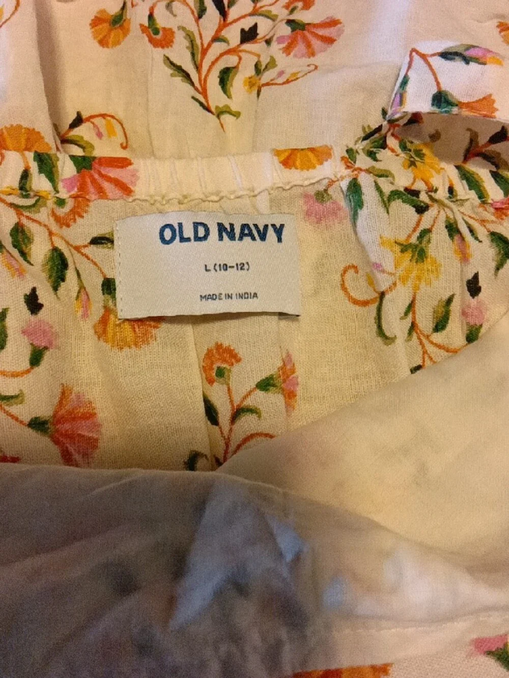 Old Navy Cream Tiered Floral Sundress with Yellow and Orange Accents